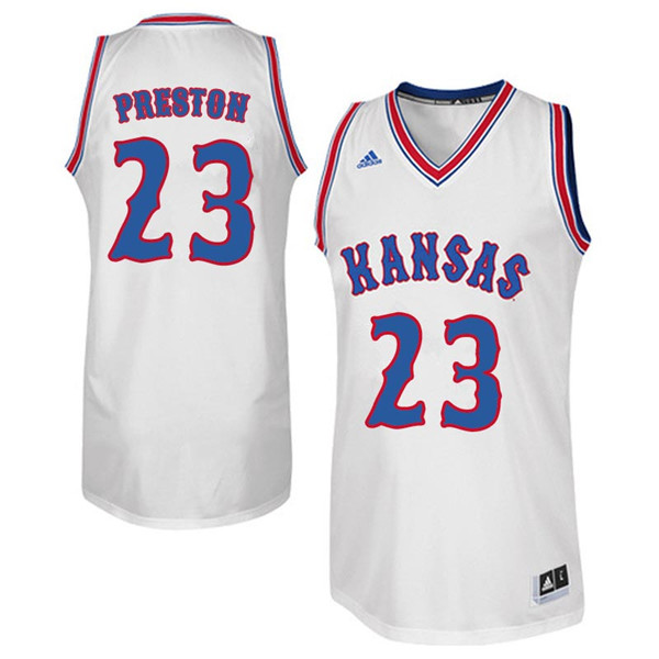 Men #23 Billy Preston Kansas Jayhawks Retro Throwback College Basketball Jerseys Sale-White - Click Image to Close